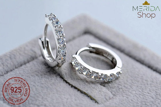 Brincos Estilo Europeu em Prata Esterlina 925 com Zircônias