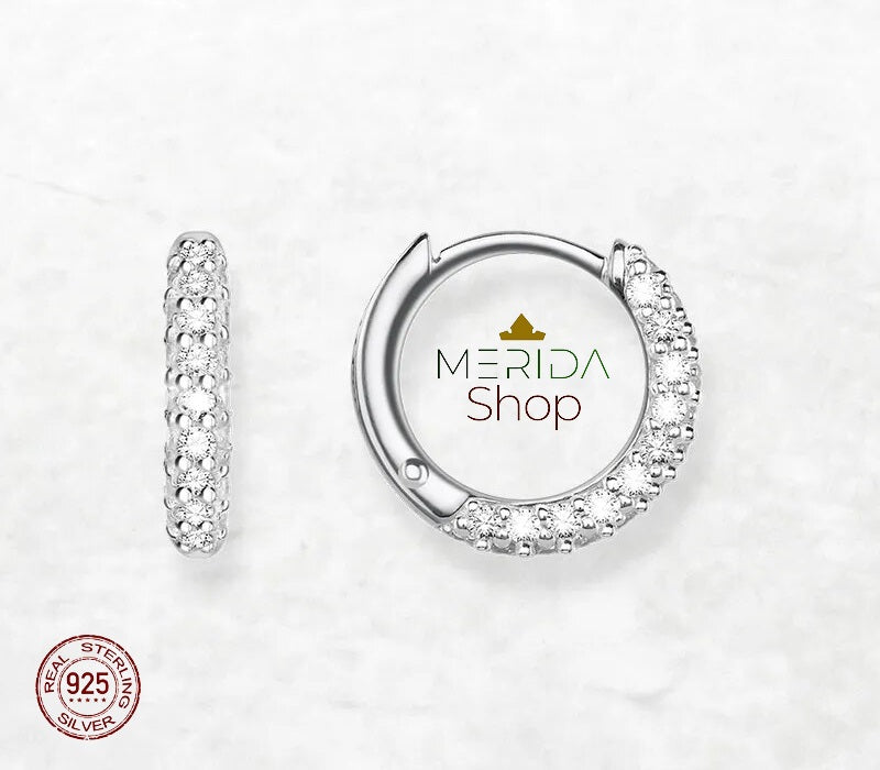 Brincos Estilo Europeu em Prata Esterlina 925 com Zircônias