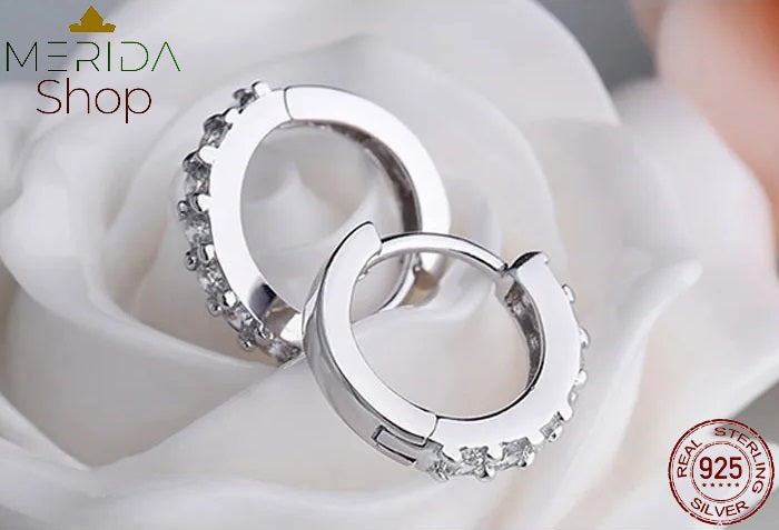 Brincos Estilo Europeu em Prata Esterlina 925 com Zircônias